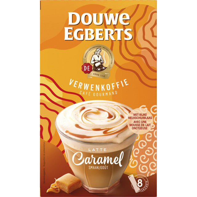 Douwe Egberts Verwenkoffie Latte Caramel Instant Coffee, 8 packs