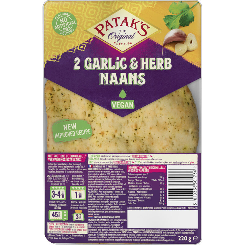 Patak's Naan Garlic & Coriander - Worldwide Delivery - Order Online