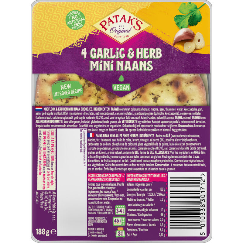 Patak's Mini Naan Garlic & Coriander - Worldwide Delivery - Order Online