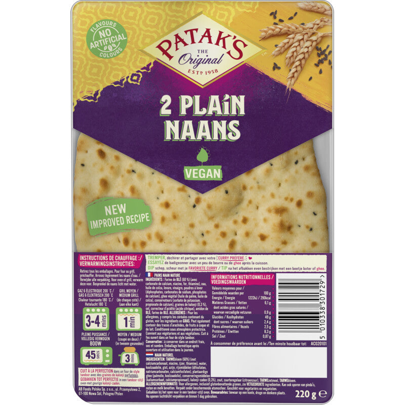 Patak's Naan Plain - Worldwide Delivery - Order Online