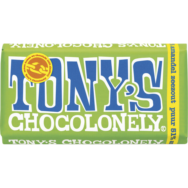 Tony's Chocolonely Pure 51% Almond Sea-salt - Worldwide Delivery - Order Online