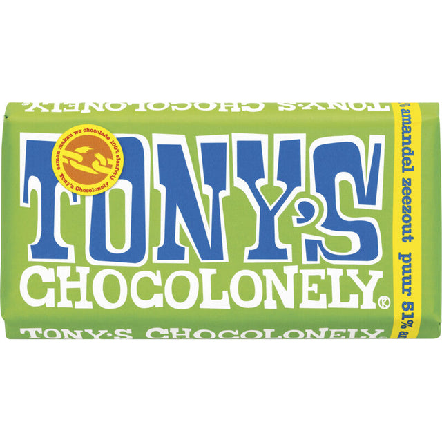 Tony's Chocolonely Pure 51% Almond Sea-salt Chocolate, 180g