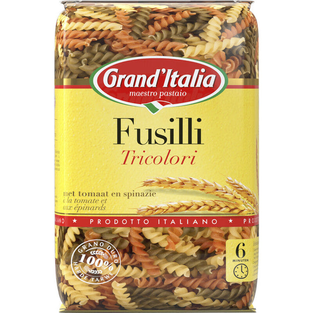 Grand'Italia Fusilli Tricolori Pasta, 500g