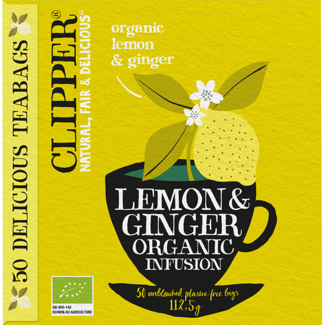 Clipper Lemon & ginger organic infusion 50-pack Herbal tea 112g