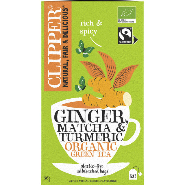 Clipper Ginger matcha turmeric organic green tea 36g
