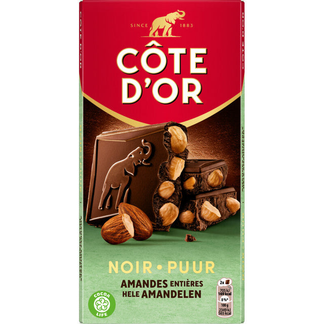 Côte d'Or Chocoladereep Dark with hele Almonds Chocolate 180g