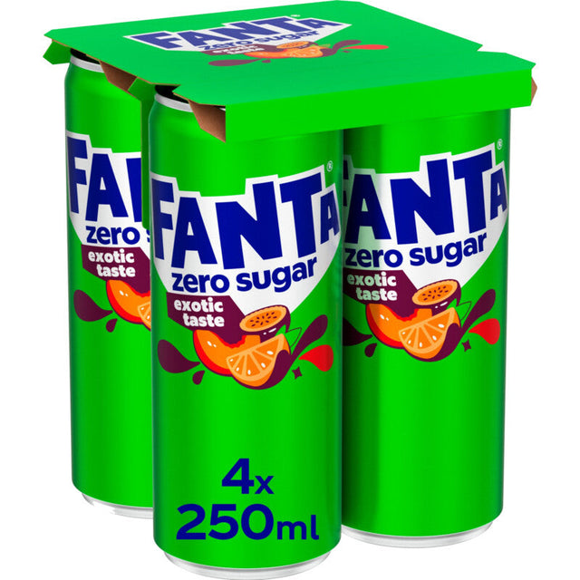 Fanta Exotic zero sugar Soft drink 4 × 250ml
