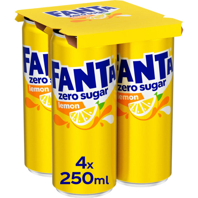 Fanta Lemon zero sugar Soft drink 4 × 250ml