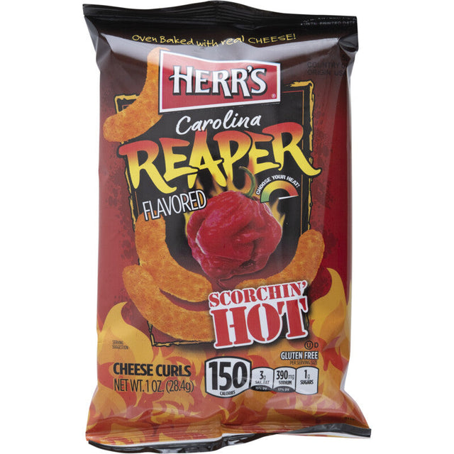 Herr's Carolina reaper scorcin hot cheese curls Savoury snacks 28g