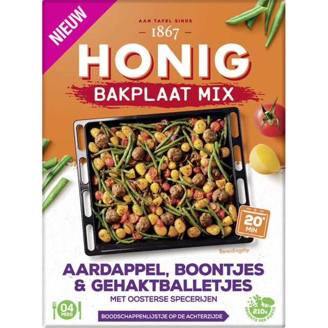 Honig Mix Potato, boontjes, Meatballs 36g