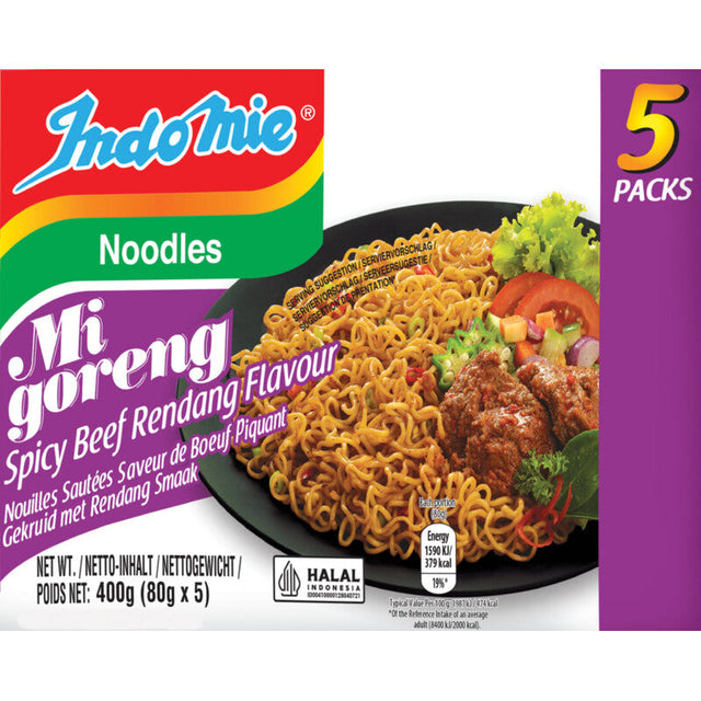 Indomie Noodles mi goreng spicy beef 5-pack 400g