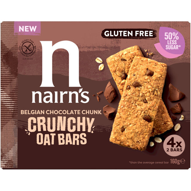 Nairn's Belgian chocolate chunk crunchy oat bars 160g