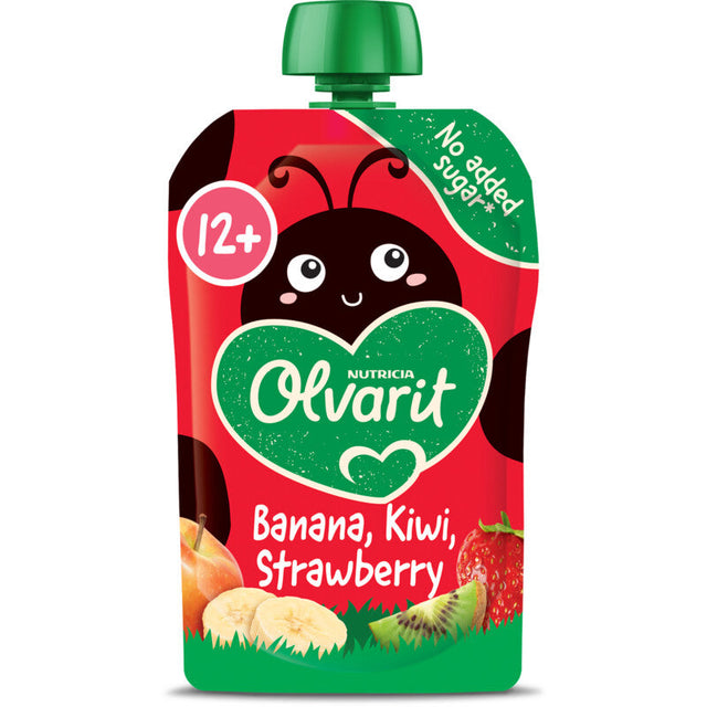 Olvarit Fruit Purée Pouch Banana kiwi Strawberry 12m+ Baby food 100g
