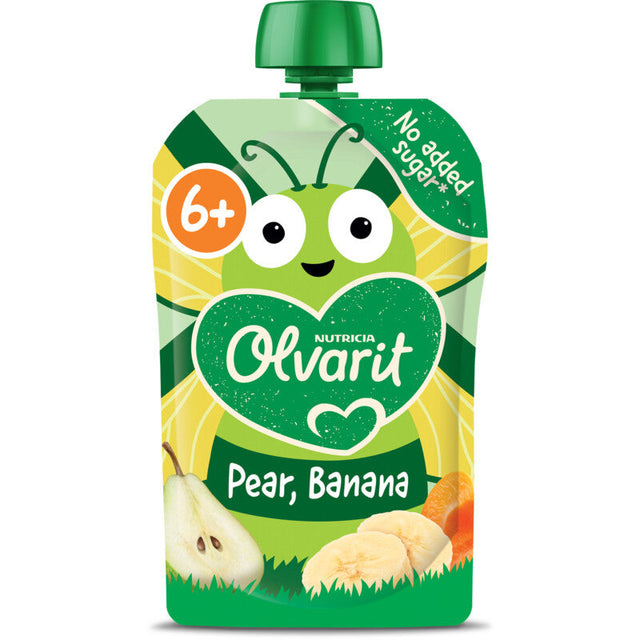Olvarit Fruit Purée Pouch Pear Banana 6m+ Baby food 100g