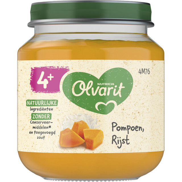 Olvarit Pumpkin Rice 4m+ Baby food 125g