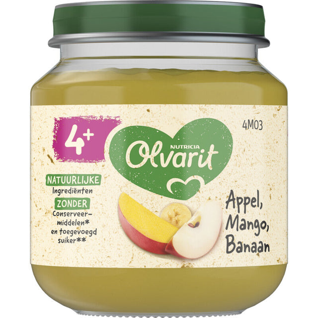 Olvarit Apple mango Banana 4m+ Baby food 125g