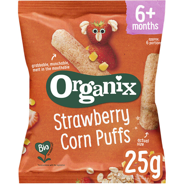 Organix Strawberry corn puffs 6m+ Baby snacks 25g