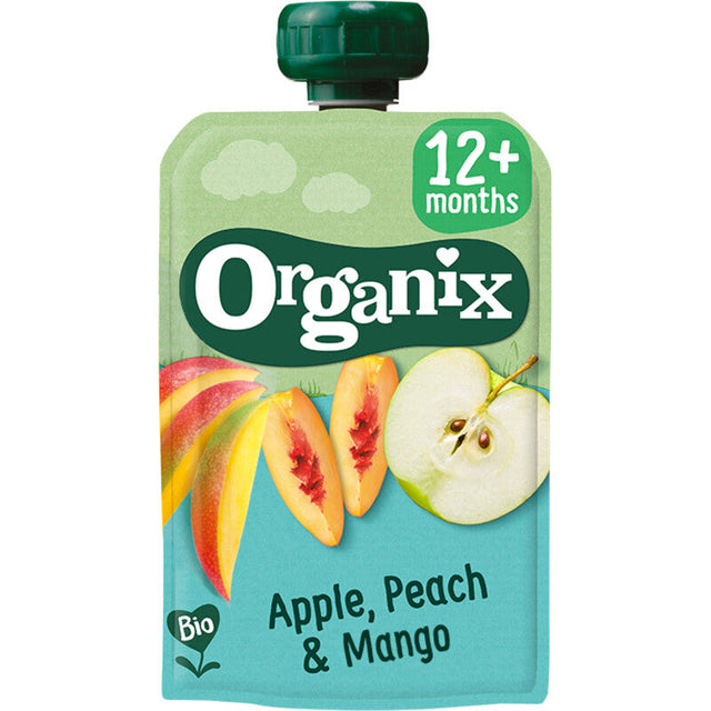Organix Fruit Purée Pouch Apple, Peach & mango 12m+ Baby food 100g