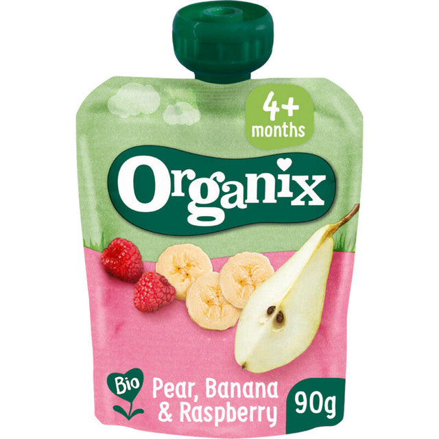 Organix Fruit Purée Pouch Pear, Banana & Raspberry 4m+ Baby food 90g