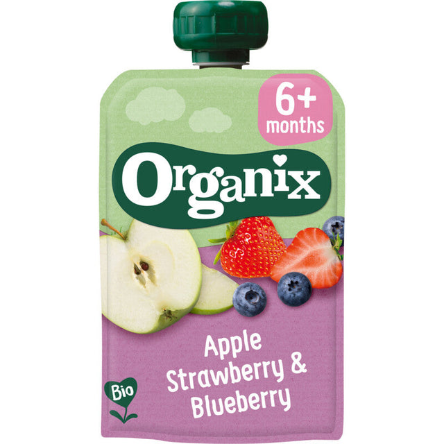 Organix Fruit Purée Pouch Apple Strawberry & Blueberry 6m+ Baby food 100g