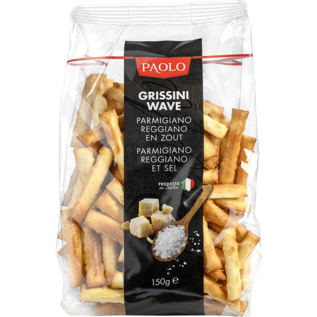 Paolo Mini grissini parmezaanse Cheese Sea Salt Crackers and savoury biscuits 150g