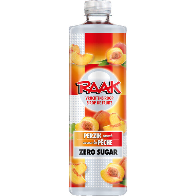Raak Vruchtensiroop Peach zero sugar 750g