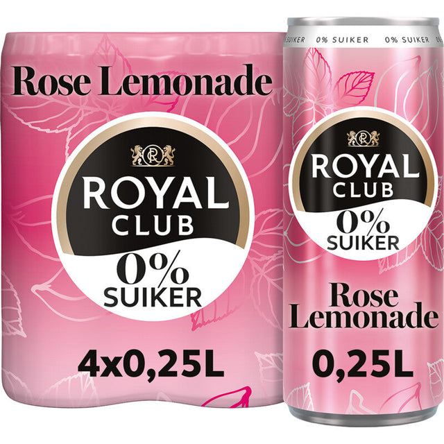 Royal Club Rose lemonade 0% Sugar Drink mixer 4 × 250ml