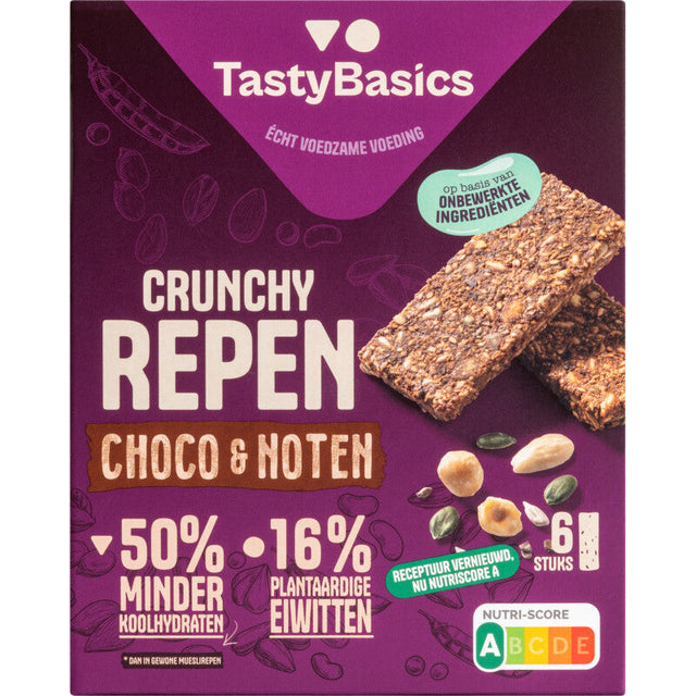 TastyBasics Crunchy Bars choco & Nuts 138g