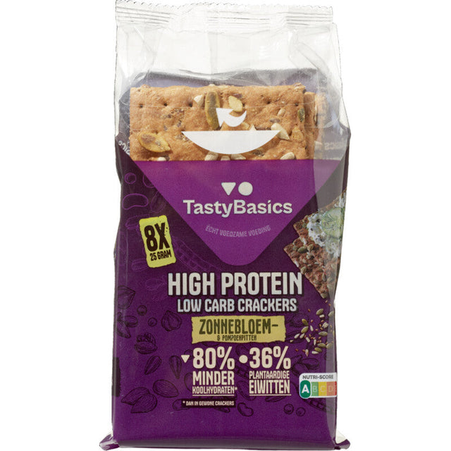 TastyBasics Low carb-high protein cracker zonnebloem Flour 200g