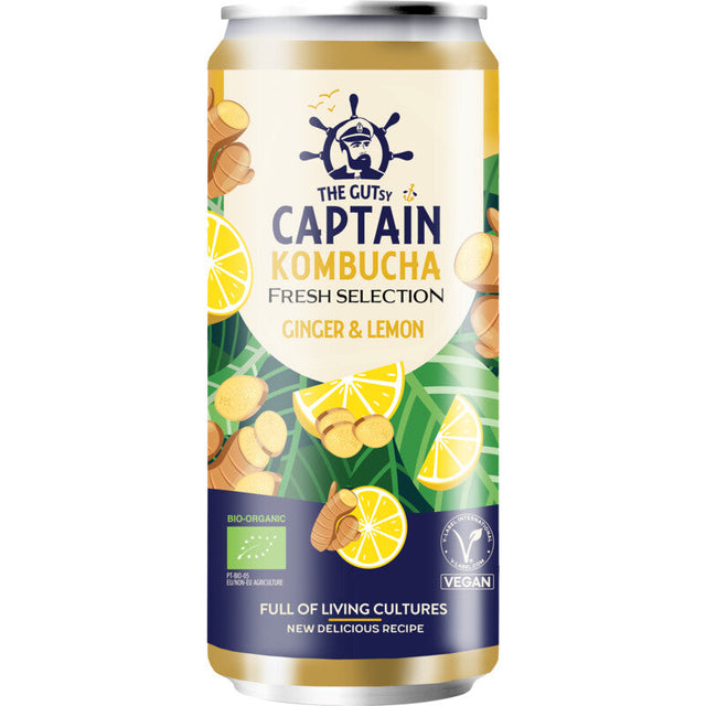 The Gutsy Captain Kombucha ginger & lemon Iced tea 250ml