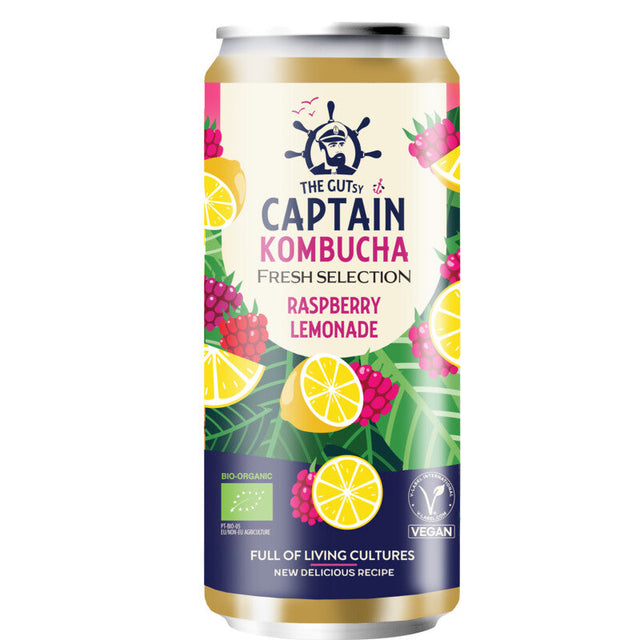 The Gutsy Captain Kombucha raspberry lemonade Iced tea 250ml