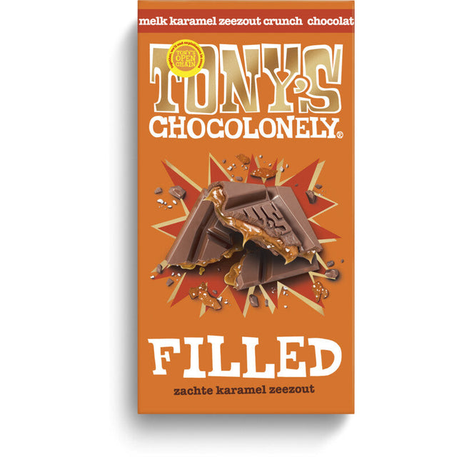 Tony's Chocolonely Filled Milk Caramel Sea Salt crunch Chocolate 135g