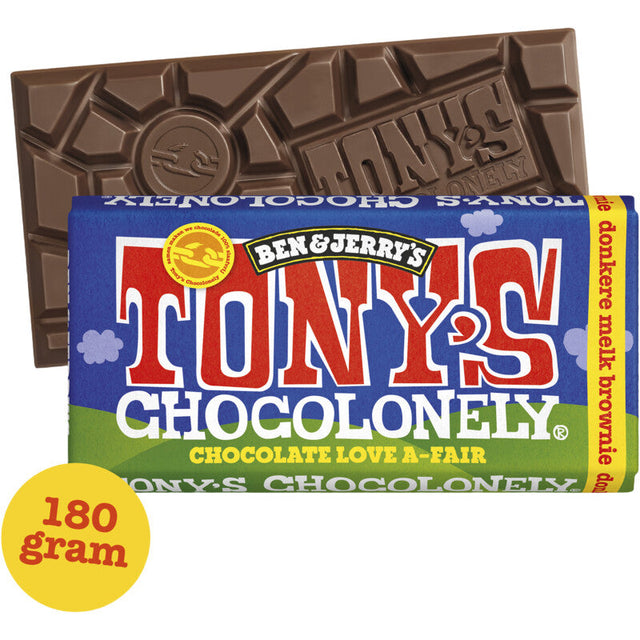 Tony's Chocolonely Bar B&J Dark Milk brownie Chocolate 180g