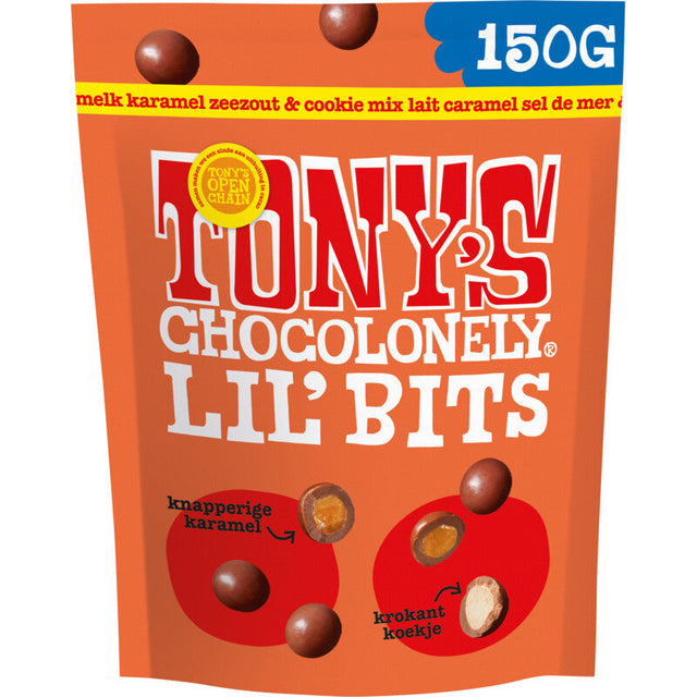 Tony's Chocolonely Lil'bits Milk Caramel Sea Salt biscuit 150g
