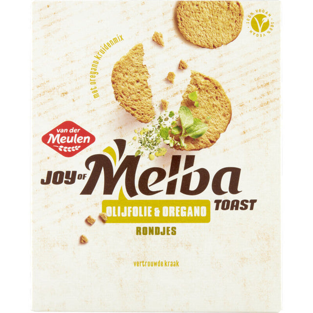 Van der Meulen Melbatoast Olive Oil & oregano rondjes 90ml