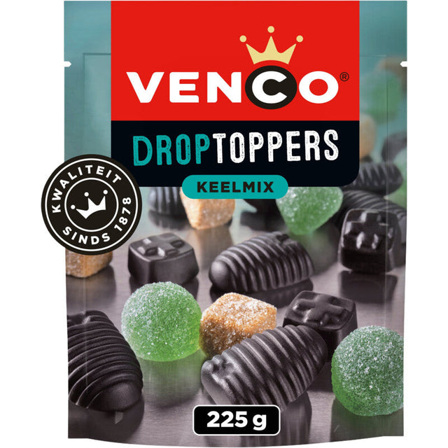 Venco Droptoppers Throat Sweets Mix Liquorice 225g