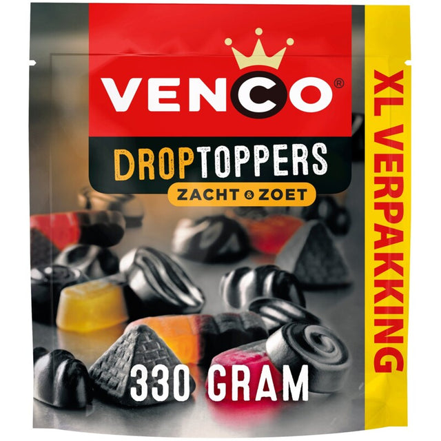 Venco Droptoppers Soft & Sweet XL Liquorice 340g
