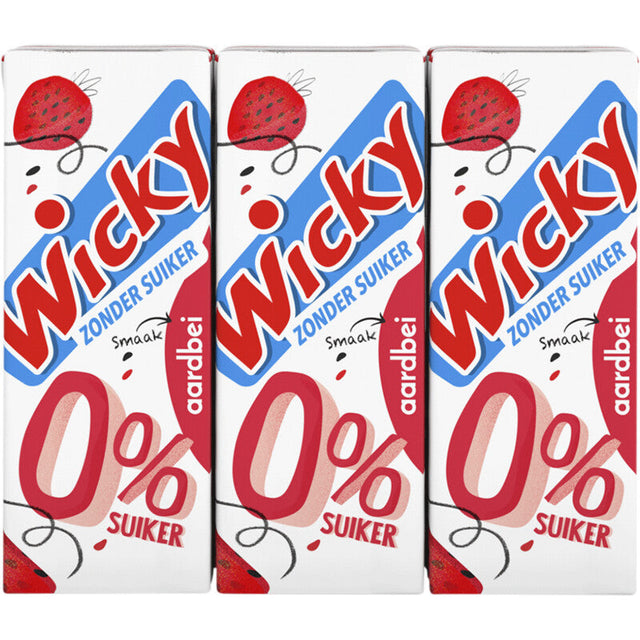 Wicky Strawberry 0% Sugar Fruit drink 6 × 200ml