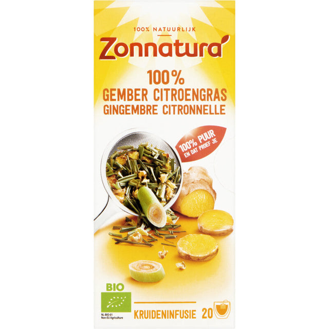 Zonnatura 100% Ginger citroengras Herbal Infusion 20-pack 30g