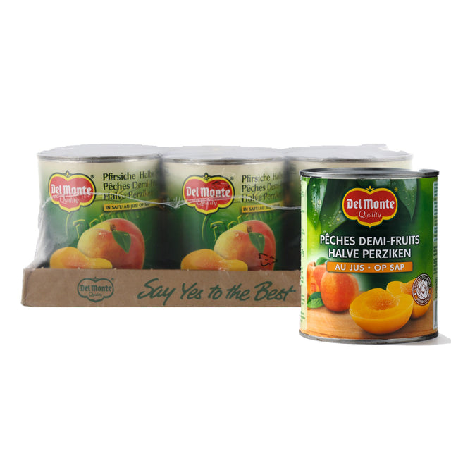 Del Monte Half Peaches On Sap 6x825G - Worldwide Delivery - Order Online