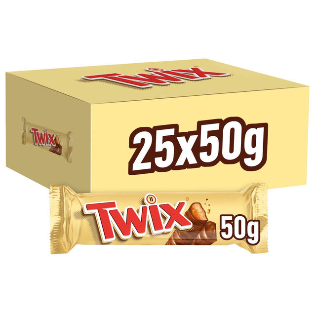 Twix Chocolate Bar Crispy Biscuit And Caramel In Milk Chocolate 25x50G - Worldwide Delivery - Order Online