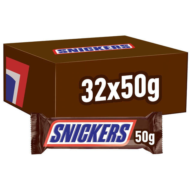 Snickers Milk Chocolate Peanut Bars singles 32 × 50g