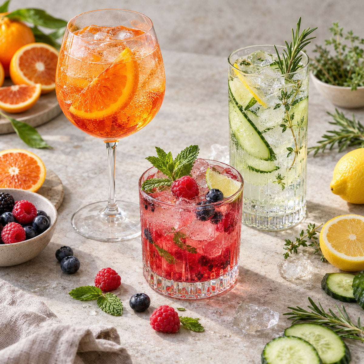 Selection of alcohol-free cocktails & spirits from Pantry's Dutch and European range