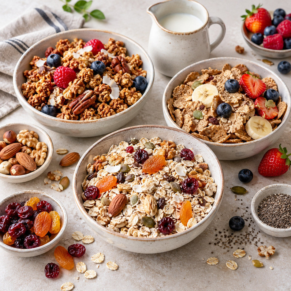 Selection of cereals, muesli & granola from Pantry's Dutch and European range
