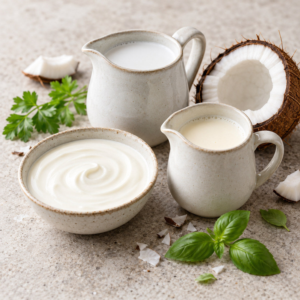 Selection of cooking cream & coconut milk from Pantry's Dutch and European range