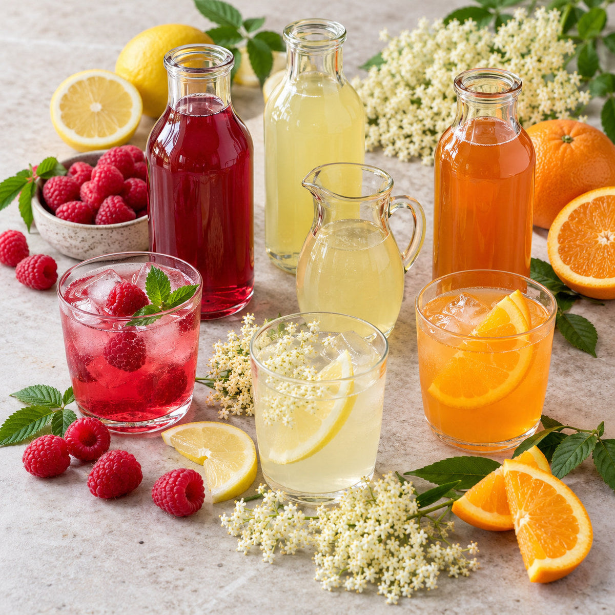 Selection of drink syrups from Pantry's Dutch and European range