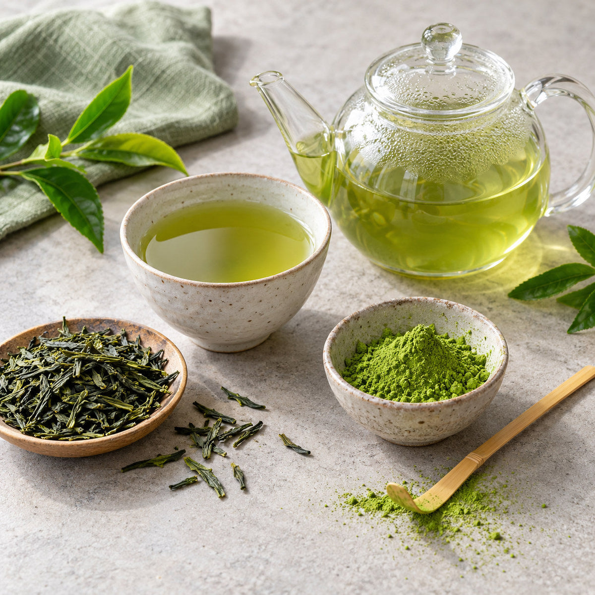 Selection of green tea from Pantry's Dutch and European range