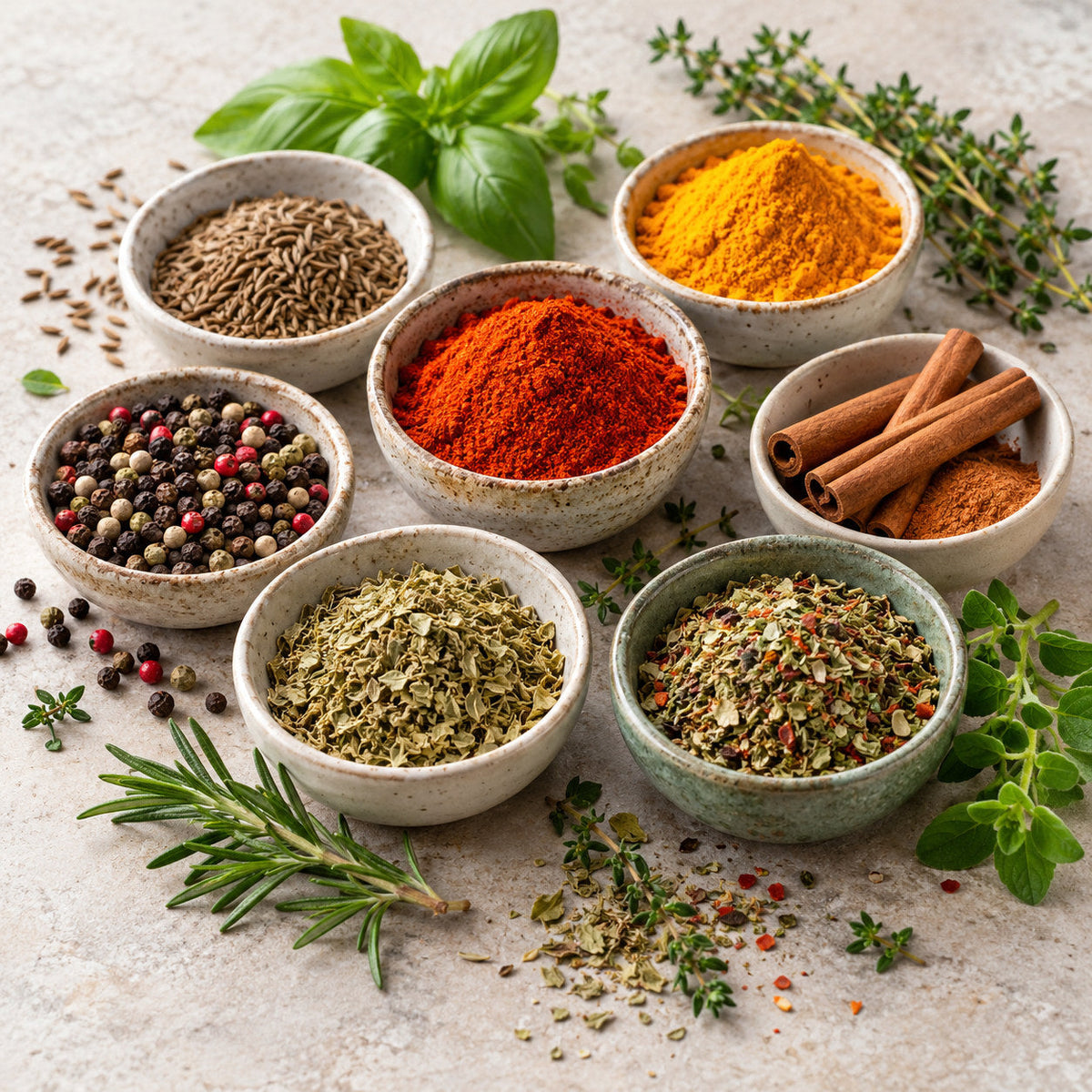 Selection of herbs & spices from Pantry's Dutch and European range