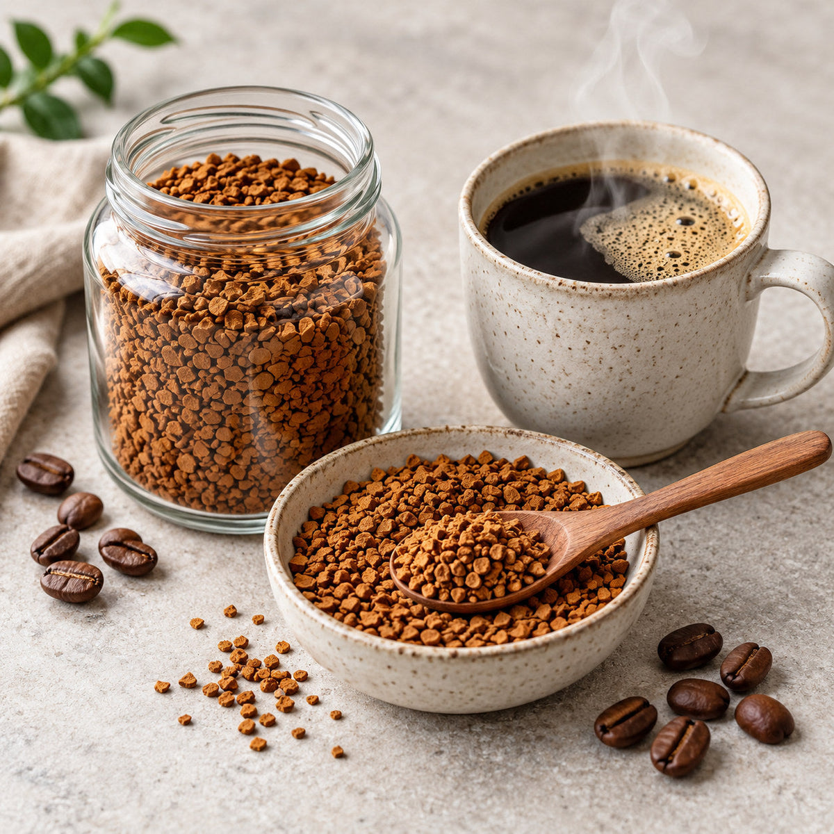 Selection of instant coffee from Pantry's Dutch and European range
