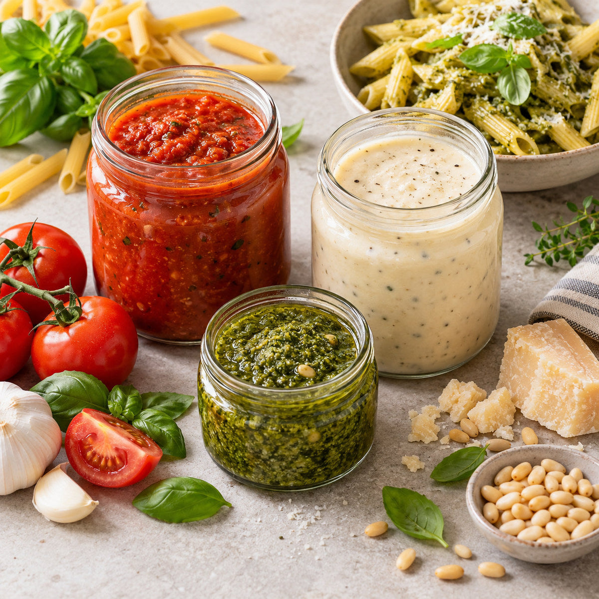 Selection of pasta sauces from Pantry's Dutch and European range